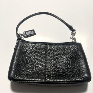 COACH Black Pebbled Leather Wristlet
